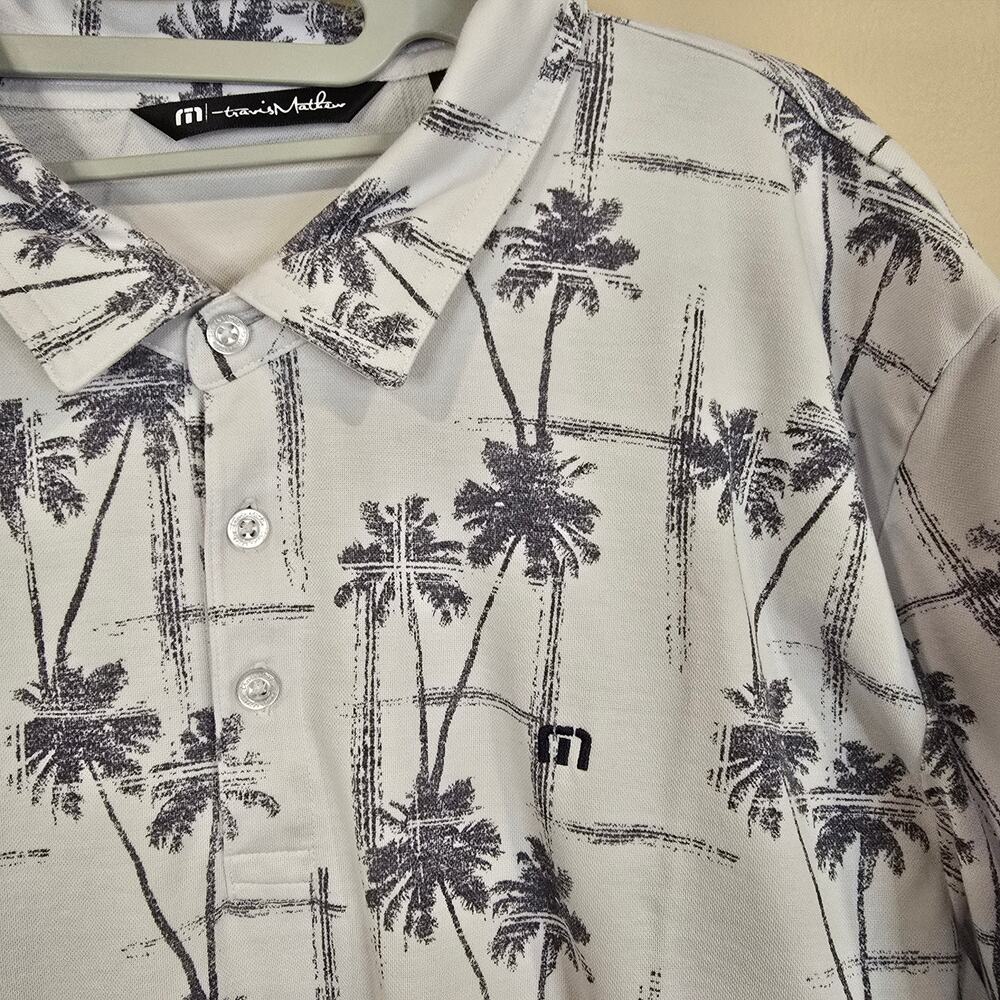 Men's Travis Mathew White & Gray Palm Tree Golf Polo | Size XXL - Picture 5 of 10